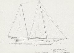 145 USA - New England - baia di Chesapeake - schema dell'oyster boat - small bugeye